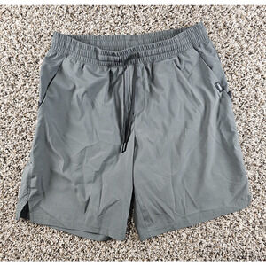 UNRL Shorts Mens Sz M Gym Zip Pocket Training Athletic Drawstring Stretch Gray